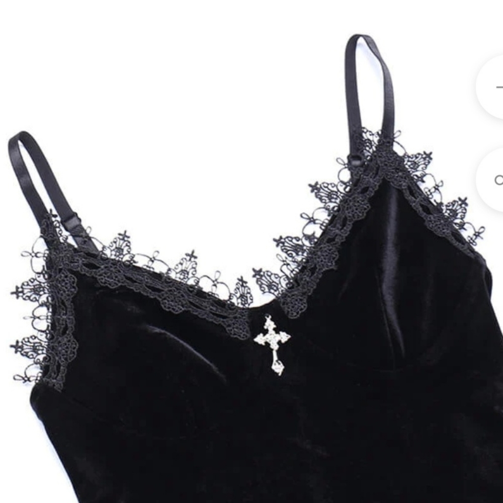 Lace velvet slip dress - Picture 3 of 8